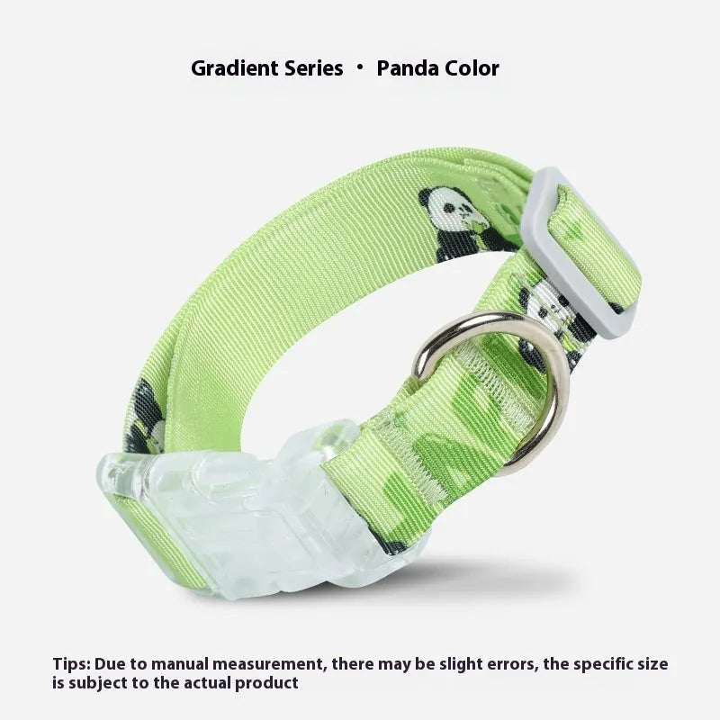 Nylon dog collar with cartoon gradient printing in adjustable S, M, L sizes for dogs 2-10kg