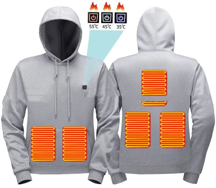 Men's hooded heating sweater black zone 5 cardigan with zipper pockets slim fit long sleeve