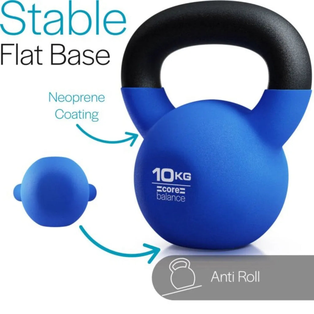 Blue cast iron teapot-shaped dumbbell kettlebell weighing 10 kg on a plain background.