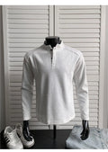 Men's loose-fit patchwork collar polo shirt with asymmetric shoulder design in Chinese cotton