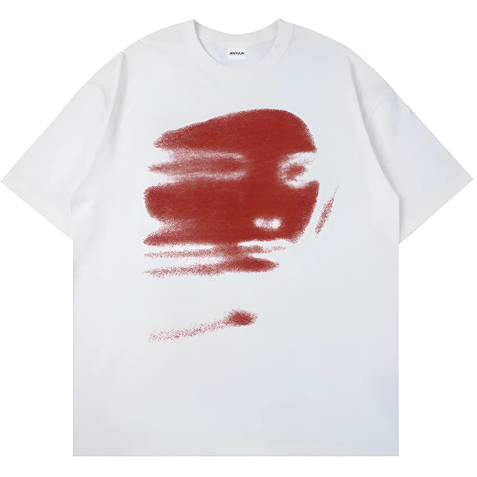White loose fit cotton t-shirt with short sleeves and round neck on mannequin
