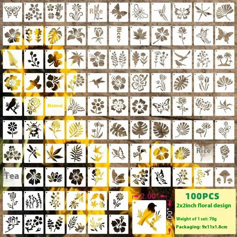 Milky white PET film spray painting stencils showing animal, Hawaii, flower, letter, ocean, bird and mandala designs