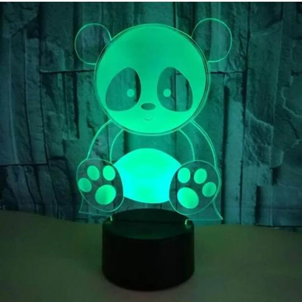 Panda 3 touch and remote control night light showing seven colour LED illumination options