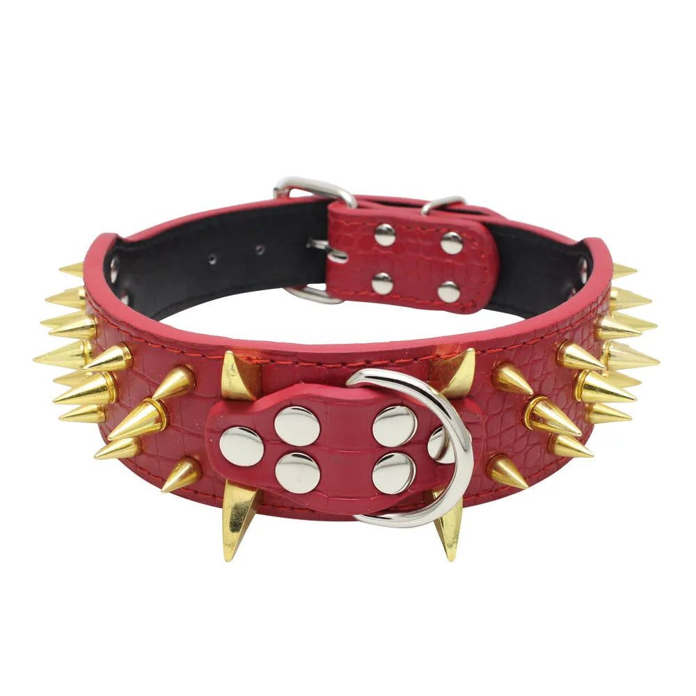 Berry large explosion-proof rivet bite-proof pet collar in PU material, retractable, multiple colours and sizes for dogs