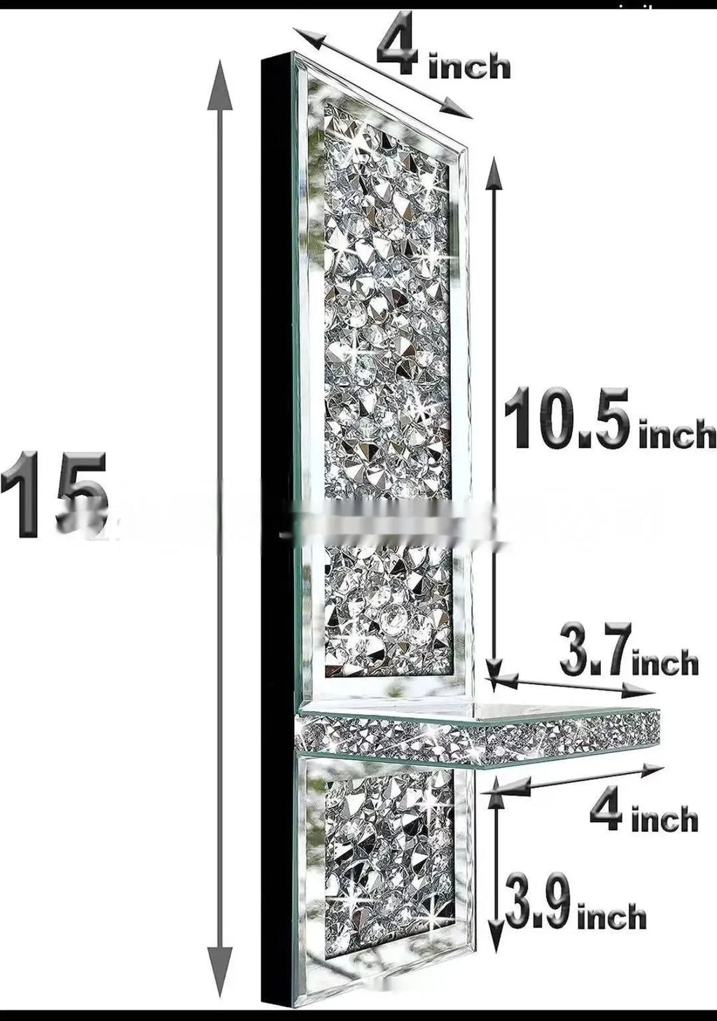 Pair of silver crystal glass wall mounted candle holders in modern minimalist style