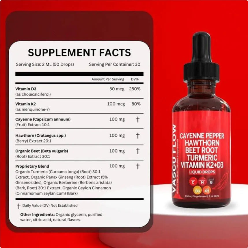 60ml bottle of vitamin D3 K2 hawthorn fruit supplement liquid drops