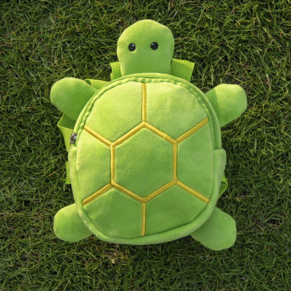 Turtle-shaped dog backpack harness vest in velvet with metal zipper, dimensions 20 x 18cm