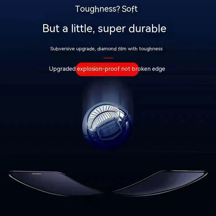 iPhone tempered glass screen protector with dustproof net edge and privacy filtering option applied to iPhone 14