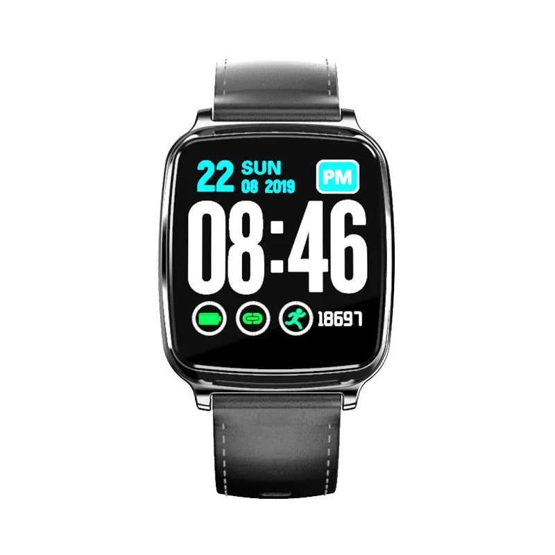 M8 multi-function smart bracelet with heart rate monitor on wrist, showing black zinc alloy body and TPU strap.