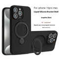 Liquid silicone magnetic bracket phone case for iPhone 14 15 16 in graphite black with anti-fall protection