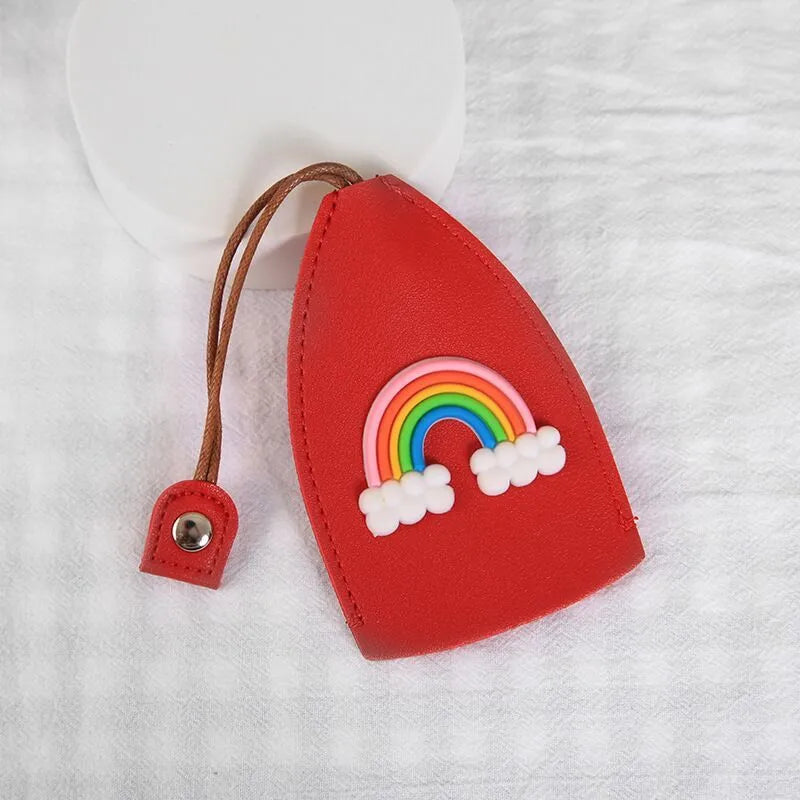Cartoon design pull-out car key case in PU leather with removable decorative cover