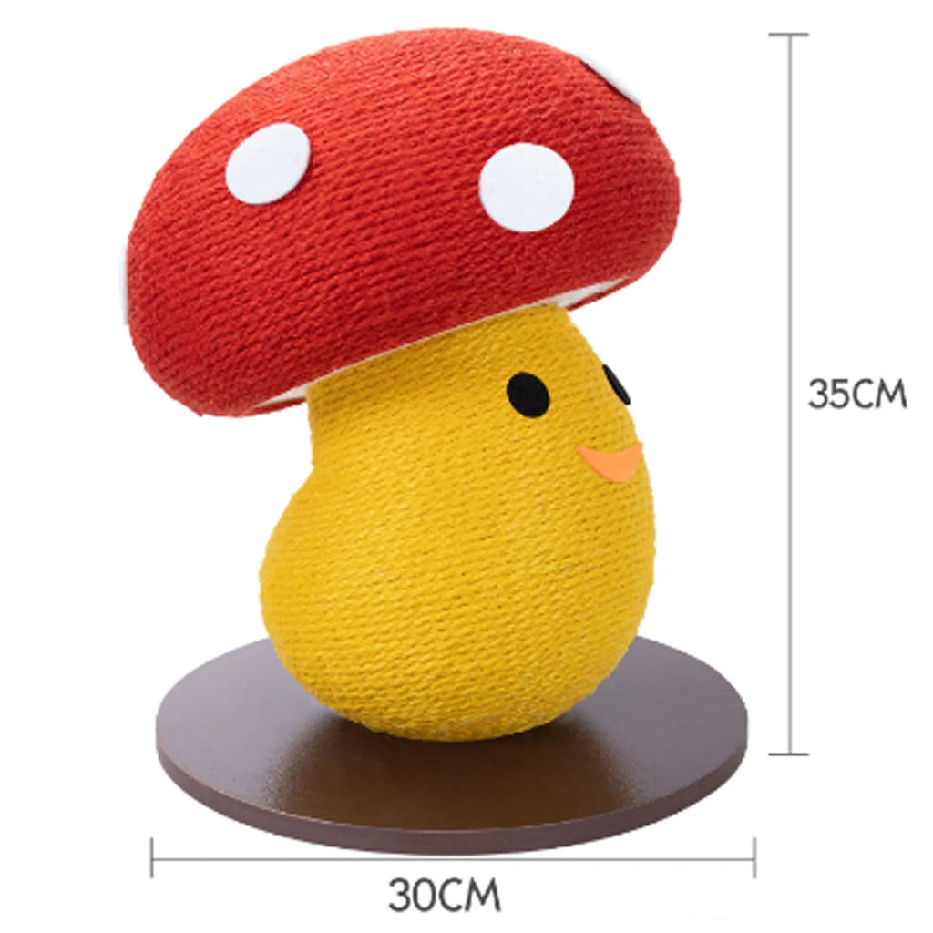 Foldable accordion-design cardboard cat scratcher in mushroom shape on a carpet