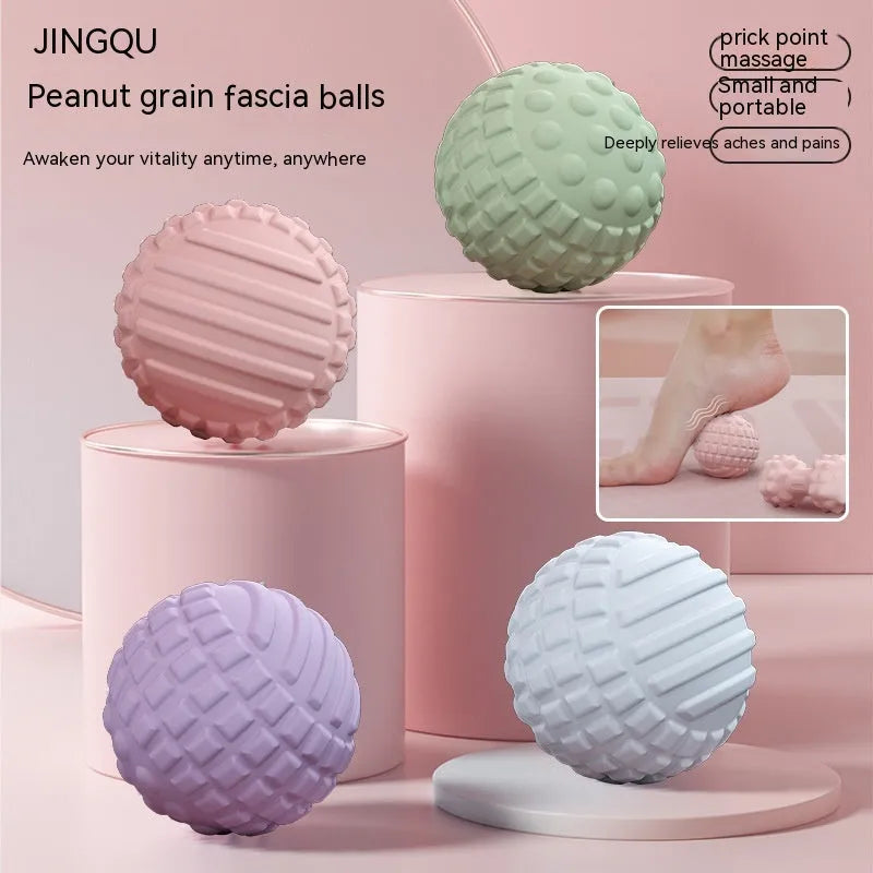 Blue and pink TPR foot massage ball and peanut yoga ball set for fitness and muscle relief