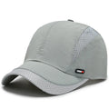 Outdoor quick-dry mesh baseball cap with 6.5cm brim in black, side view