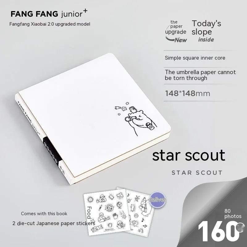 Square checkered diary notebook with decorative cover, 148mm dimensions, 100 sheets