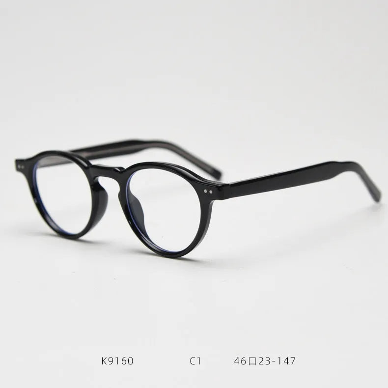 Retro plate full rim myopia glasses with anti-blue light AC lens in metal frame leopard ring colour 9352-C7