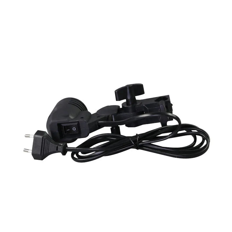 Black photographic lamp holder with E27 screw port and reinforced nylon connector