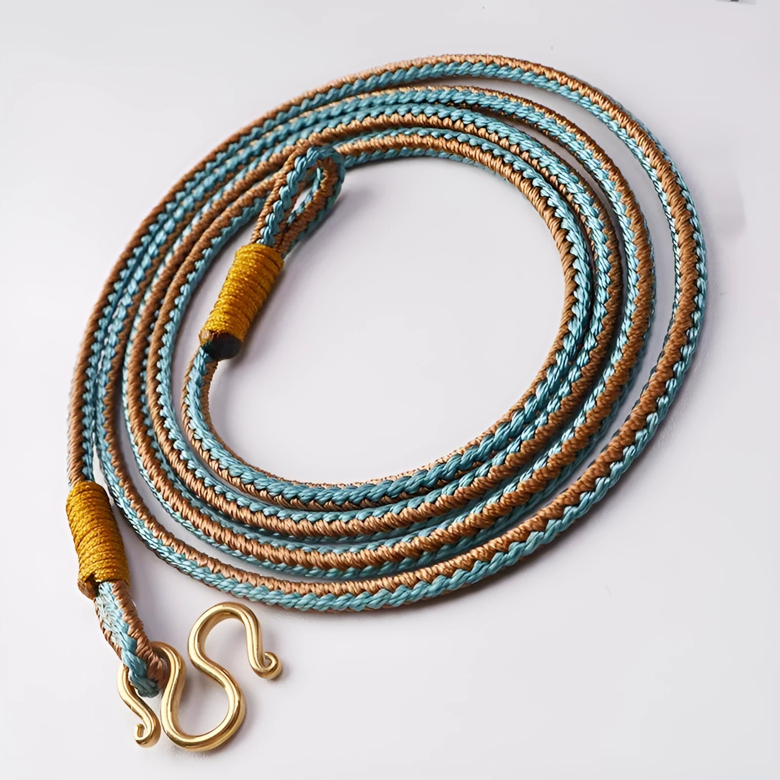 Thangka peace buckle necklace with imitation pearl pendant featuring mixed gem inlaid construction in gold colour