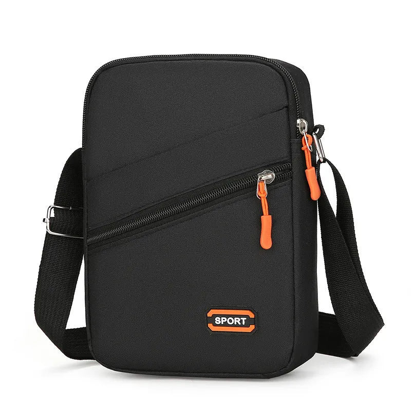 Oxford cloth crossbody commuter bag in black, navy blue or silver grey with urban simplicity styling