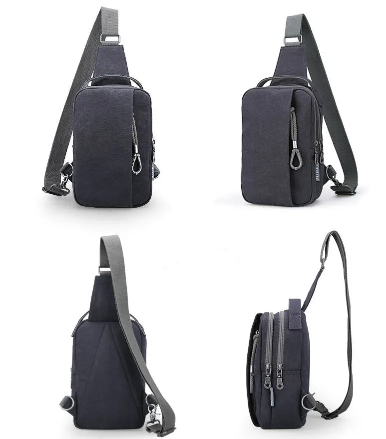 Canvas cross body bag in light brown with adjustable shoulder strap, 16x10x25 cm dimensions