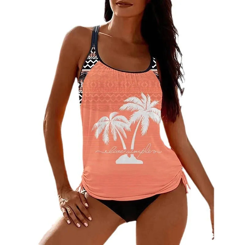Tangini women's split bikini set in polyester fabric available in multiple colours and loose European sizes