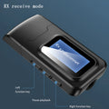 Two-in-one Bluetooth adapter in black with screen display and 3.5mm audio input