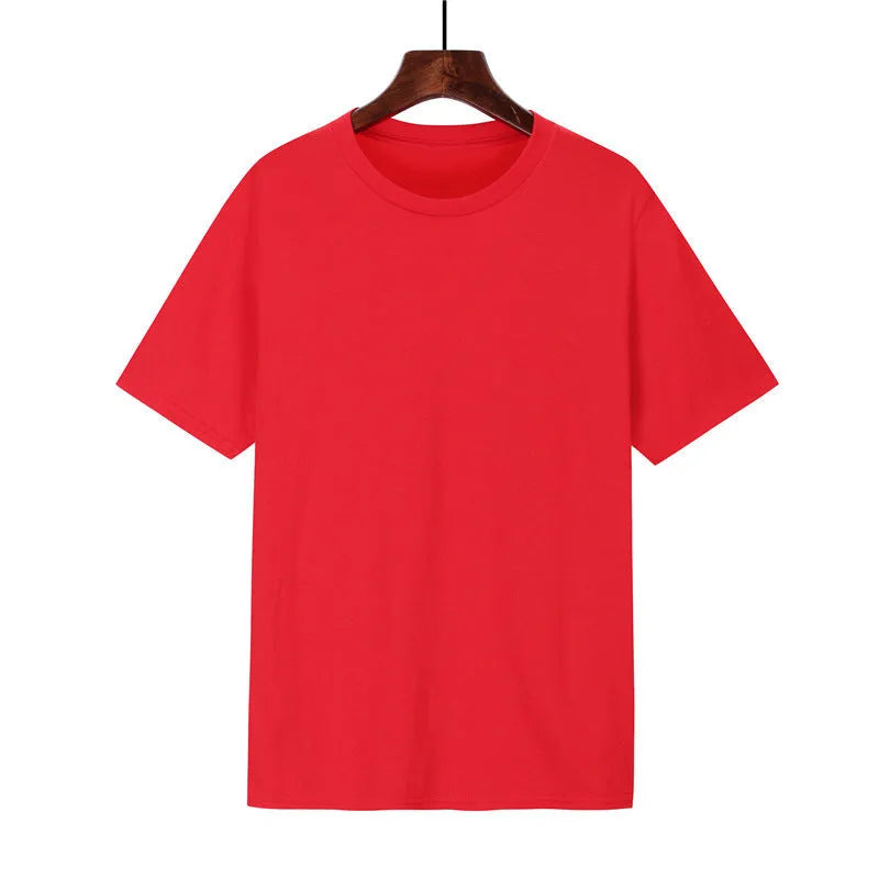 Men's black loose-fit short-sleeve cotton T-shirt with a print, laid flat.