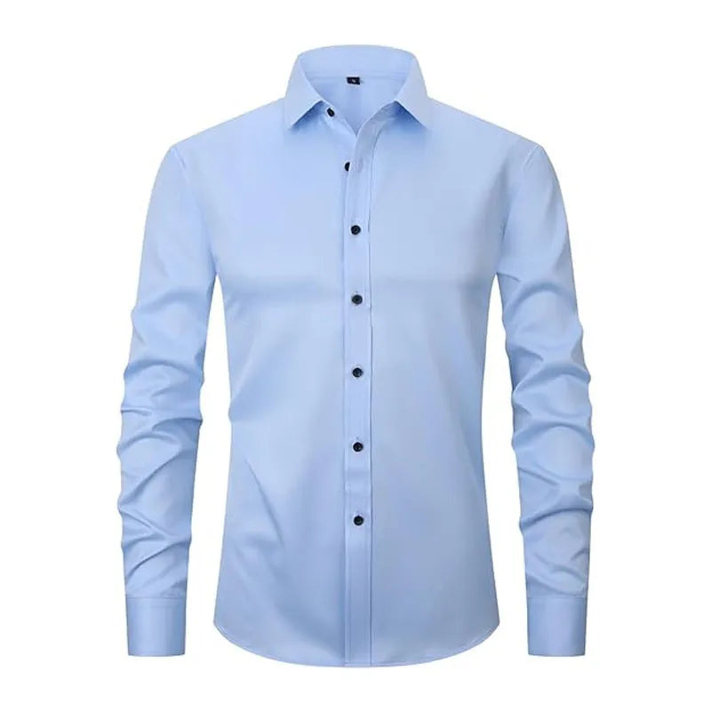 Men's stretch long sleeve work shirt in polyester shown in a choice of colours