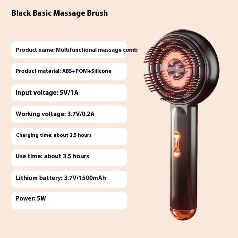 24cm red and blue light massage hair comb with Type-C charging port