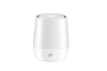 White USB aroma diffuser with simulated flame effect on a wooden surface.