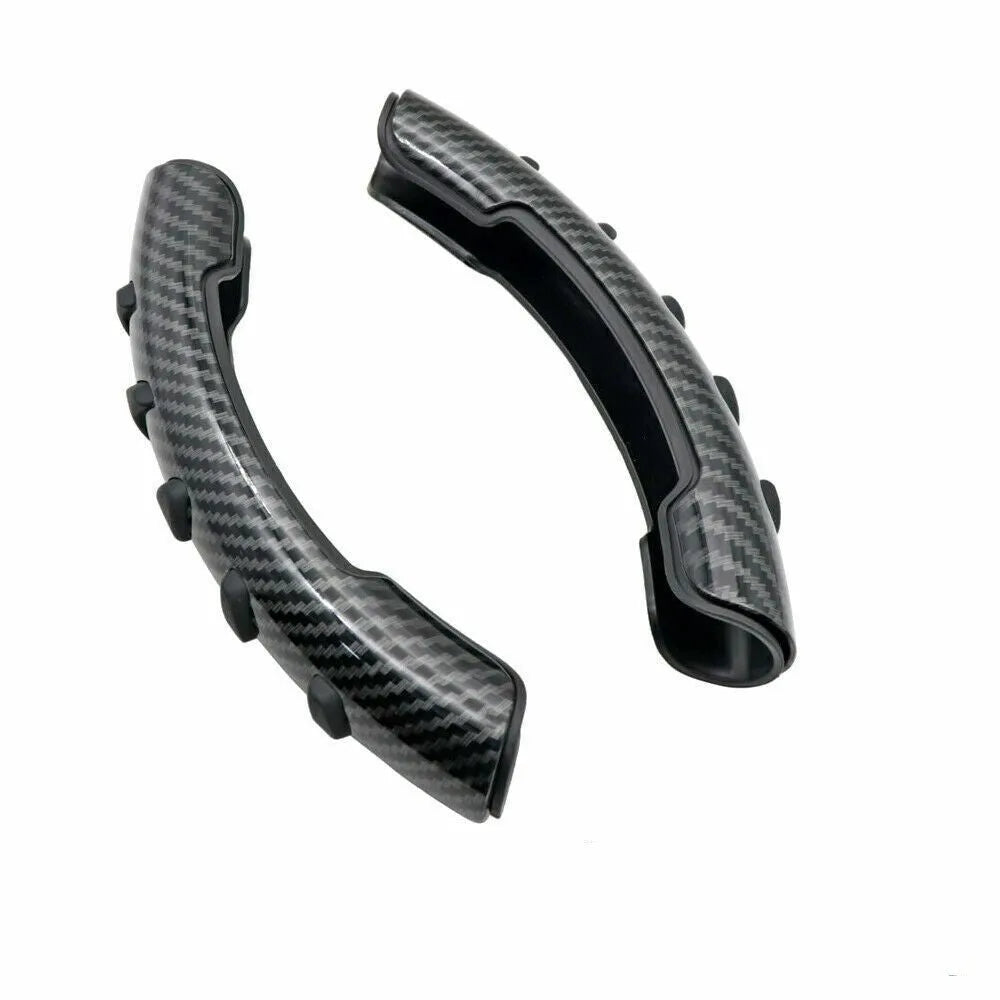 Carbon fibre black steering wheel anti-slip sleeve showing 38cm diameter universal fit
