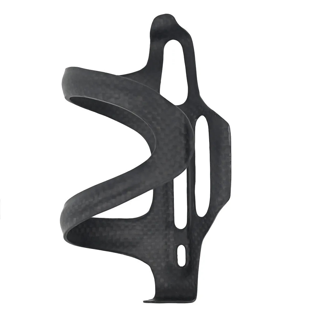 Black all-carbon fibre bicycle water bottle cage for road and mountain bikes