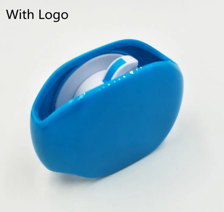 Automatic earphone cable retractor winder in a compact plastic storage box.