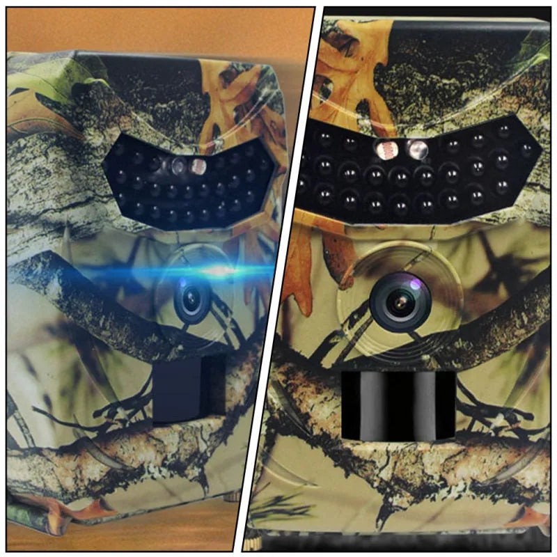 Yellow brown 16MP hunting game camera with infrared lights for night vision