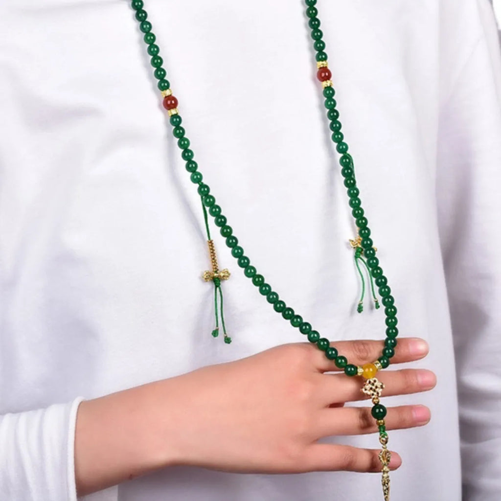 Natural green agate multi-circle bracelet with handcrafted beads in three size options