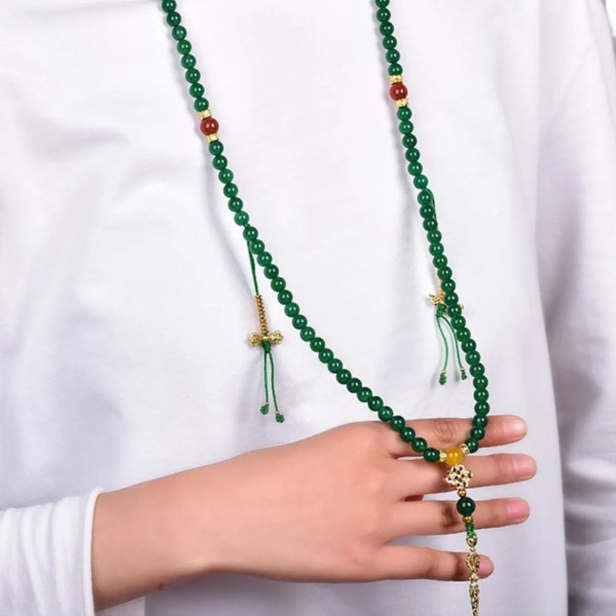 Natural green agate multi-circle bracelet with handcrafted beads in three size options