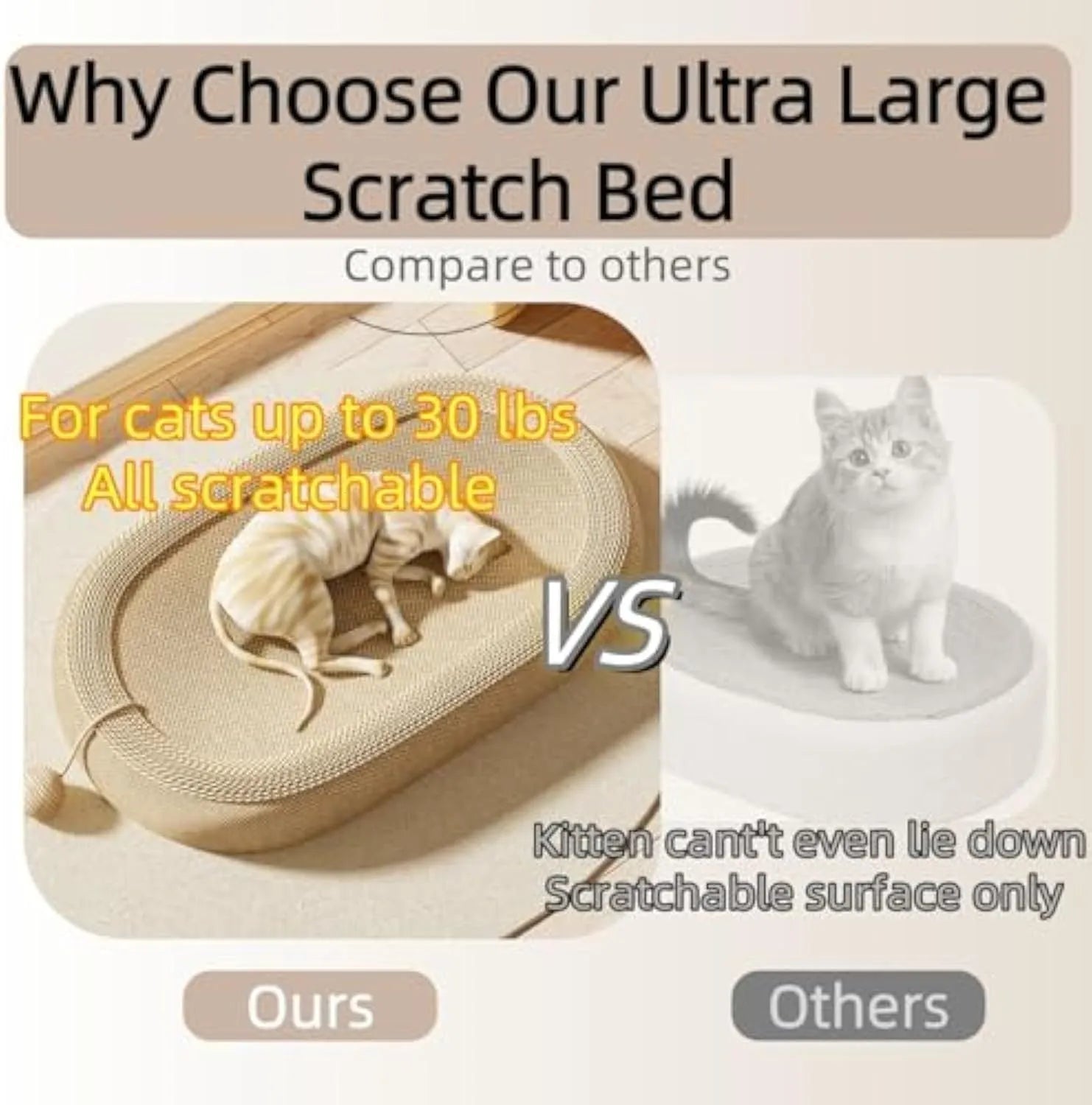 Large sisal cat scratching board with flat lounge platform on top