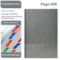 A5 executive notepad with striped PU leather cover open on desk, showing lined wood-free paper.
