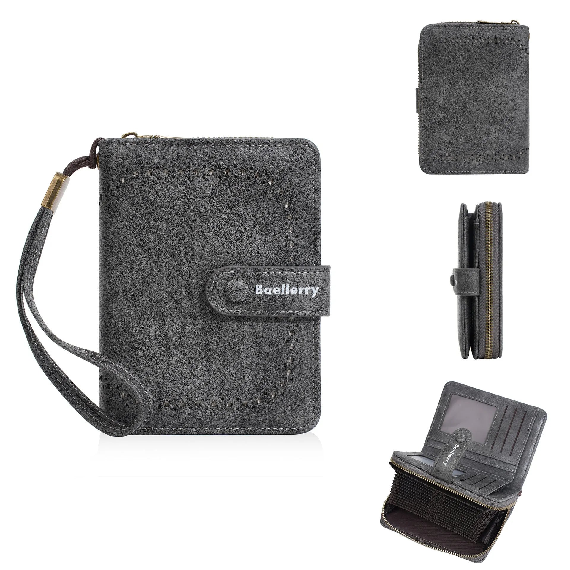 Women's PU coin purse with zipper closure and integrated card slots in various colour options