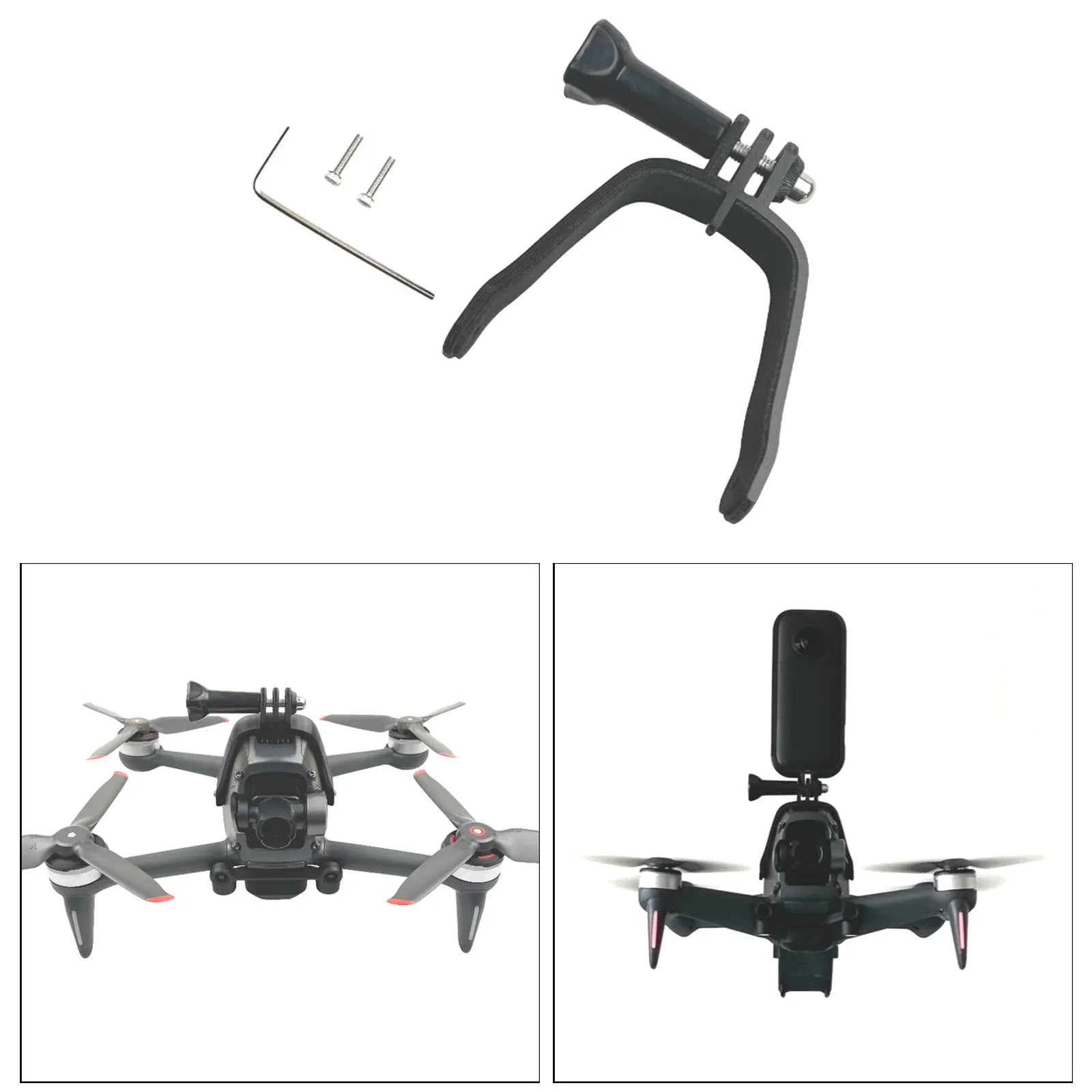 3D printed FPV drone expansion bracket for GoPro-compatible action cameras with soft sponge contact protection