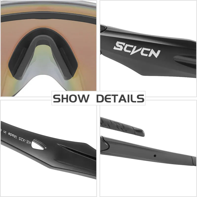 Frameless athletic windproof glasses with a colourful integrated lens in multiple style options.