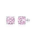 S925 sterling silver rose stud earrings with pink crystal accents in 6mm and 8mm sizes
