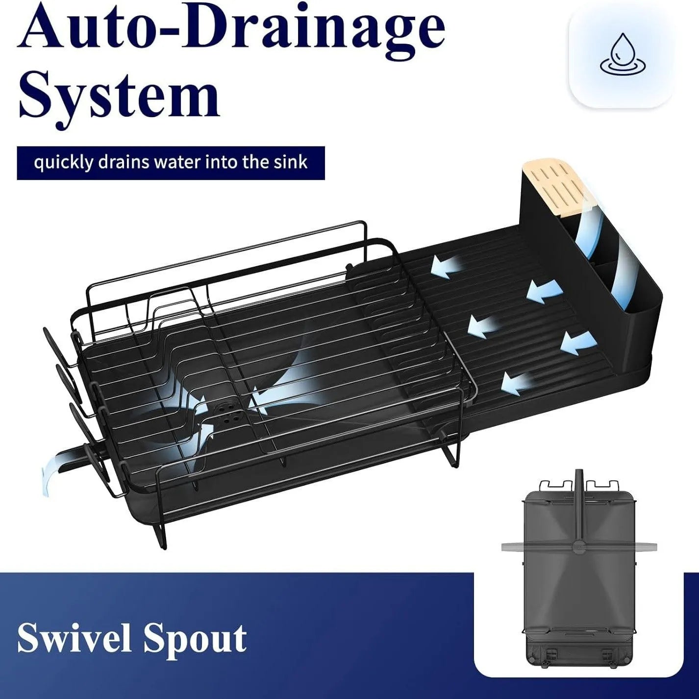 Foldable carbon steel kitchen dish drain rack for cutlery drying