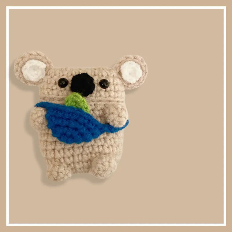 Handmade knitted backpack AirPods case with koala bear ears for multiple generations