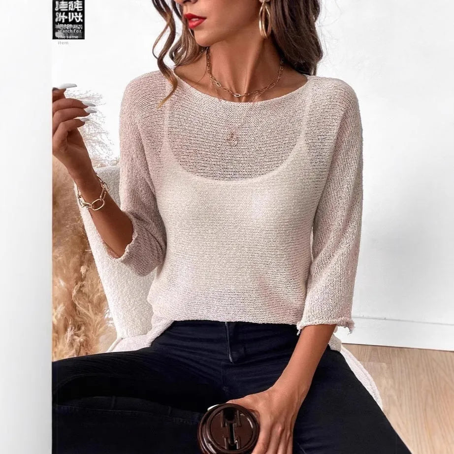Women's thin knitted off-shoulder overall with 3D pattern in multiple colour options