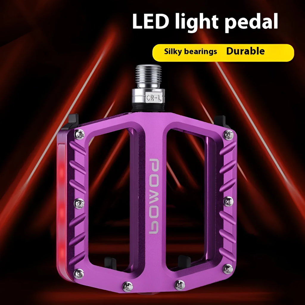 Aluminium alloy bicycle pedals with 710LED illumination in multiple colour options