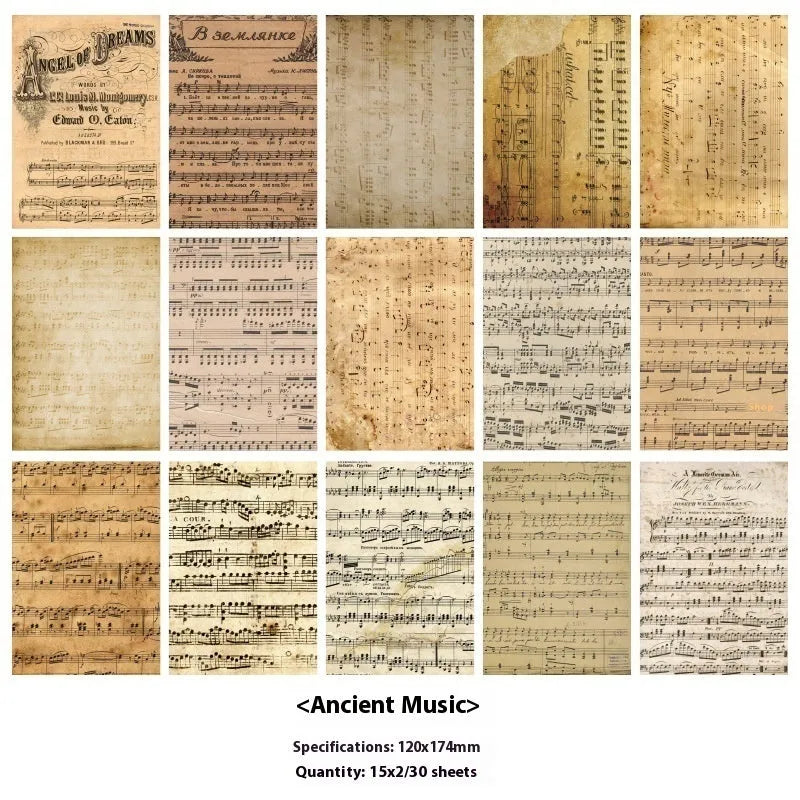 Retro classical letters paper decoration for journals in vintage colours