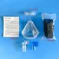 Transparent CPAP breathing mask with ventilator adapters and headgear accessory set