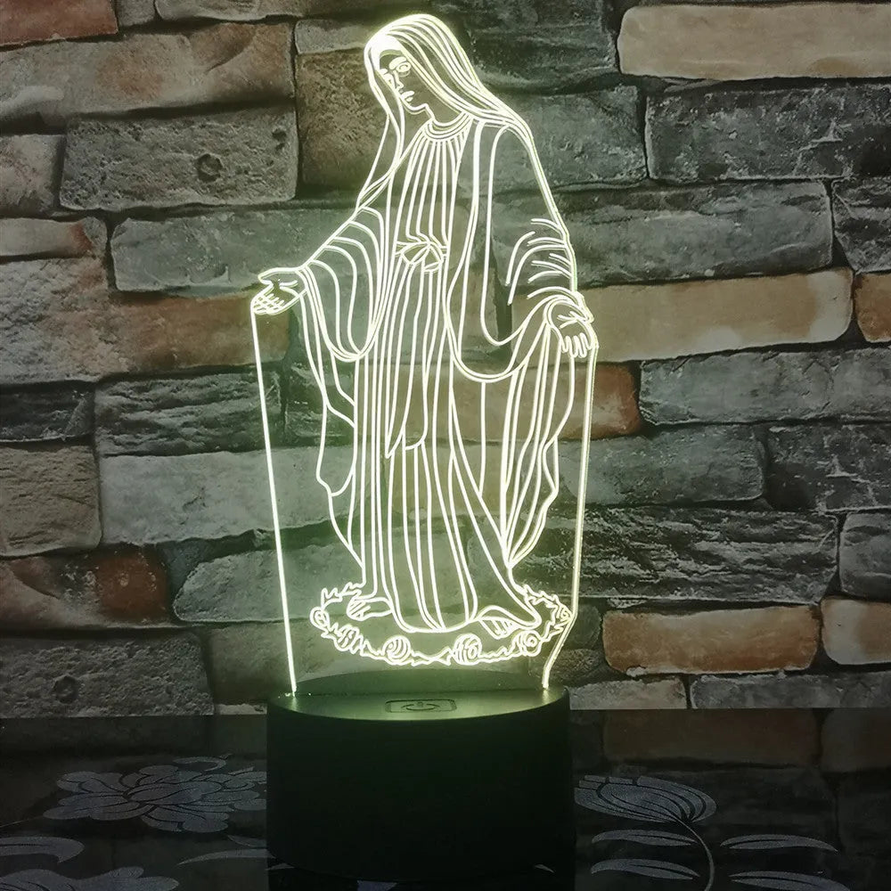 3D stereoscopic dual-ring LED night light with colour changing effects on an ABS base.