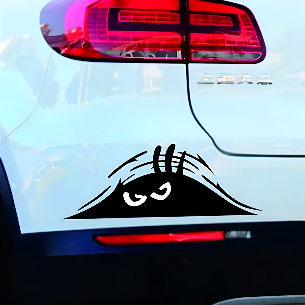 Large 19cm by 7cm self-adhesive body sticker showing smiley and angry face designs